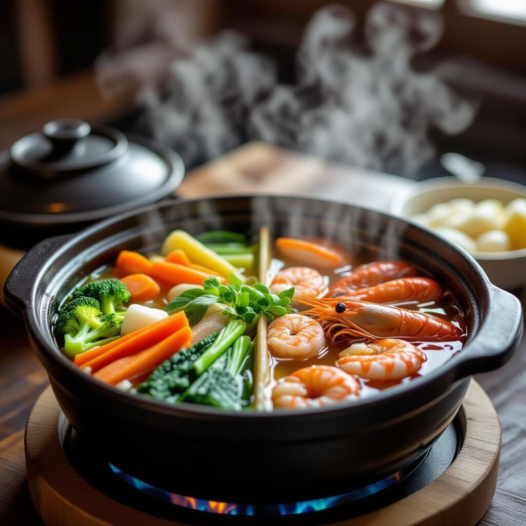 Savory Hot Pot with Vegetables and Seafood