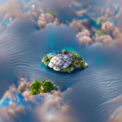 Floating Turtle Island in the Sky: 8K Resolution