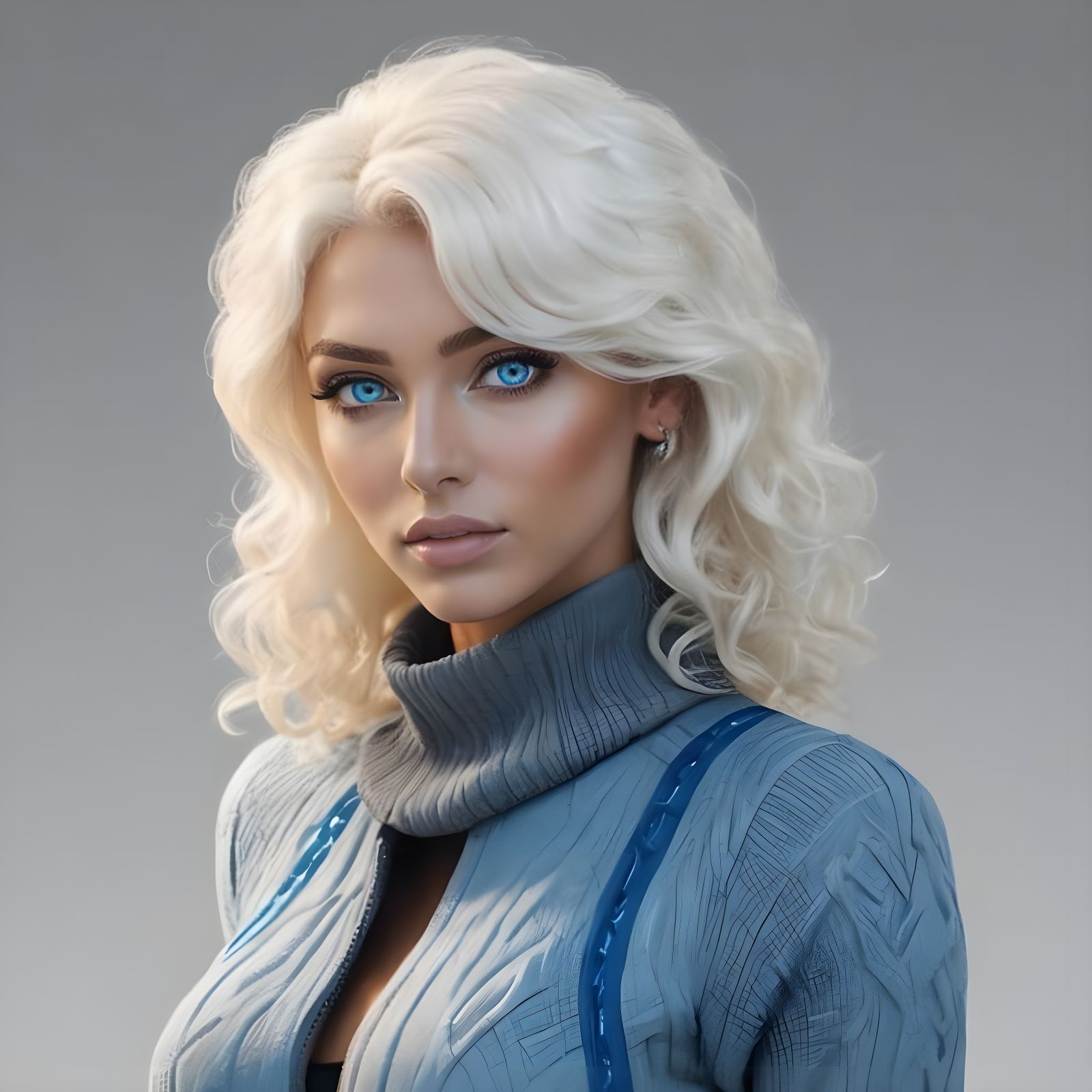 Adventurous Mediterranean Woman with Blonde Hair and Blue Ey...