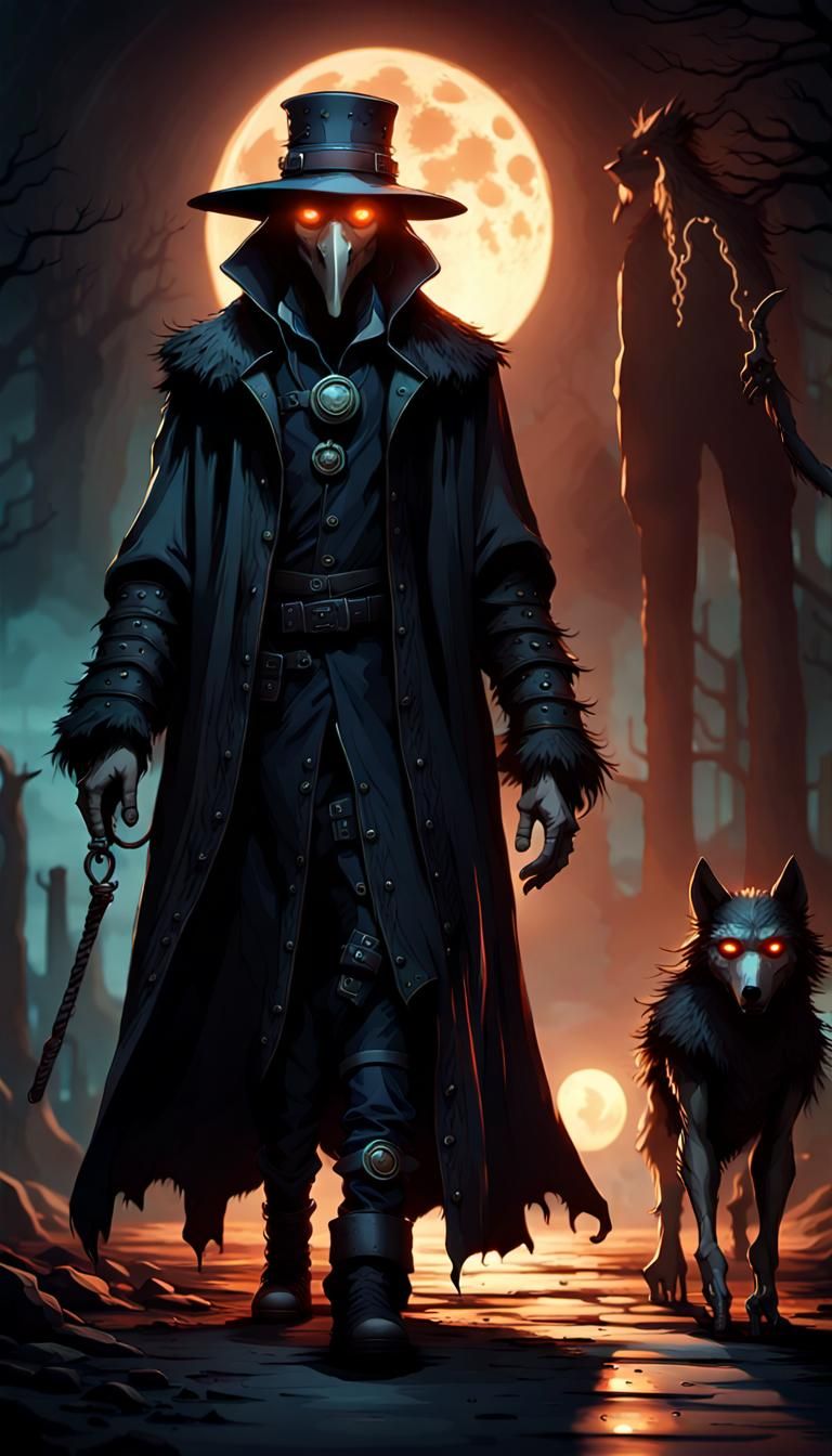 Mystical Werewolf and Plague Doctor Concept Art