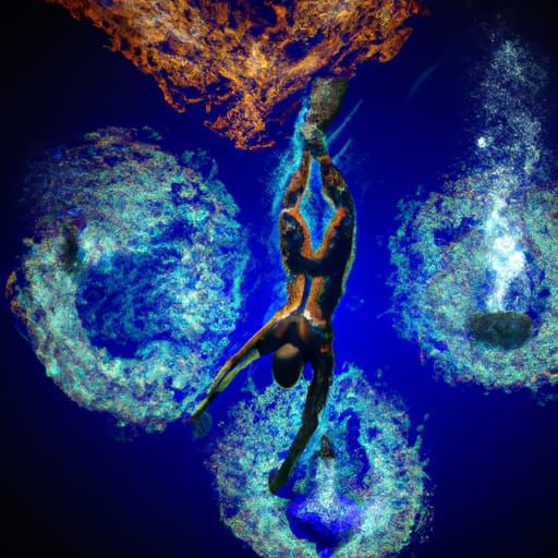 Freediver Navigating Earth, Fire, Water, and Air