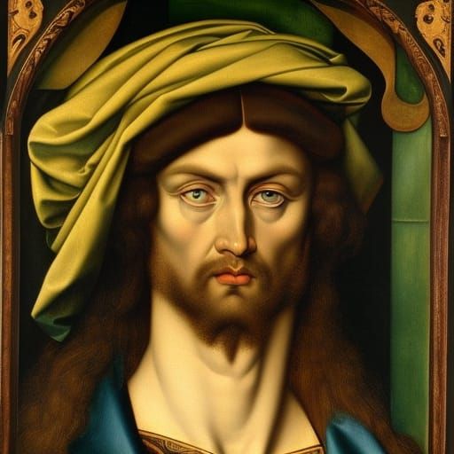 Renaissance Artist Portrait in Pre-Raphaelite Style