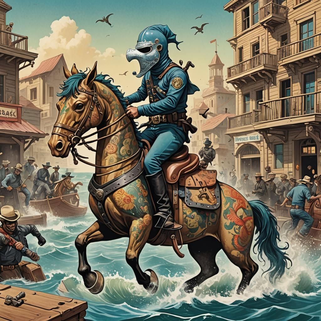 Fantasy Western: Masked Man's Seahorse Getaway