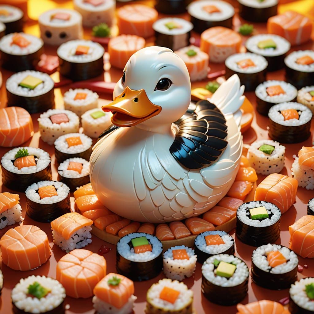 Sushi Duck in Pixar Style 3D Digital Art
