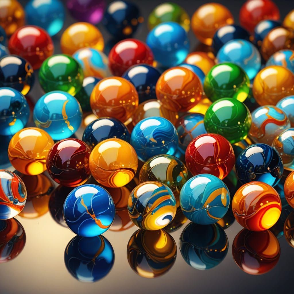 Vibrant Oil Painting Style Marbles in Macro Photography