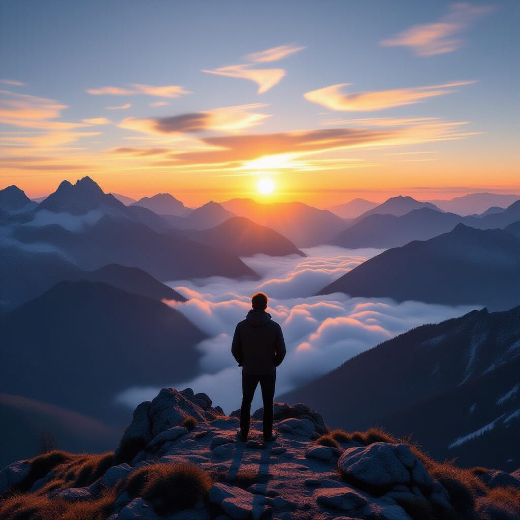 Mountain Solitude at Sunset: A Breathtaking Vista