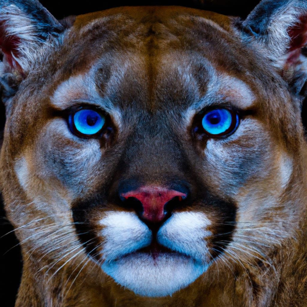 Epic Blue-Eyed Cougar Portrait in 8k