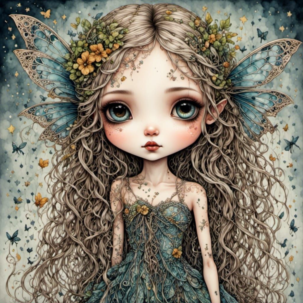 Adorable Chibi Female with Dragonflies and Stars