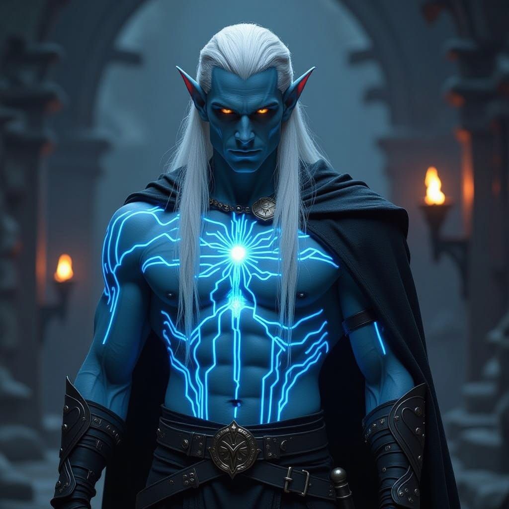 Dark Elf Warrior in Electrifying Armor
