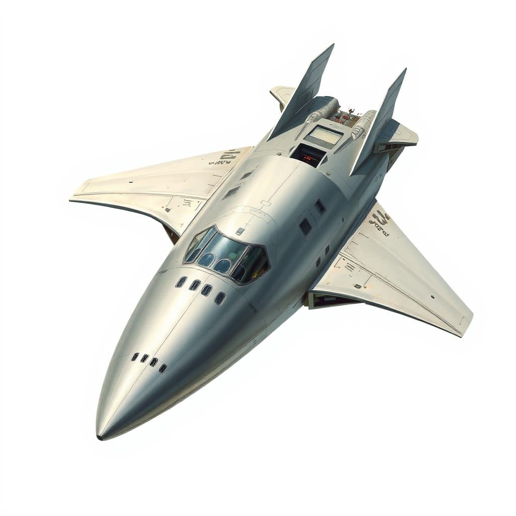 Sleek Silver Spaceship with Wings and Windows