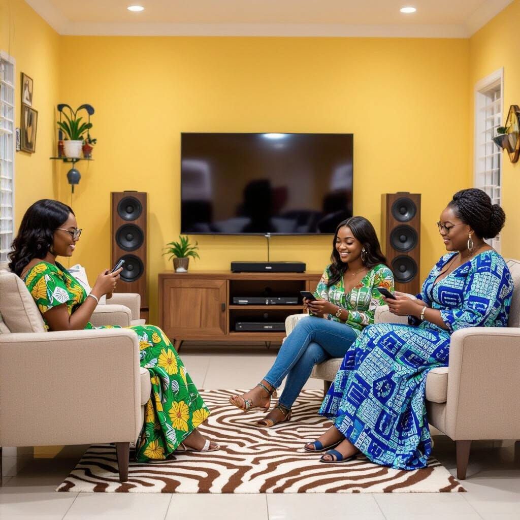 Hyperrealistic Nigerian Living Room Scene