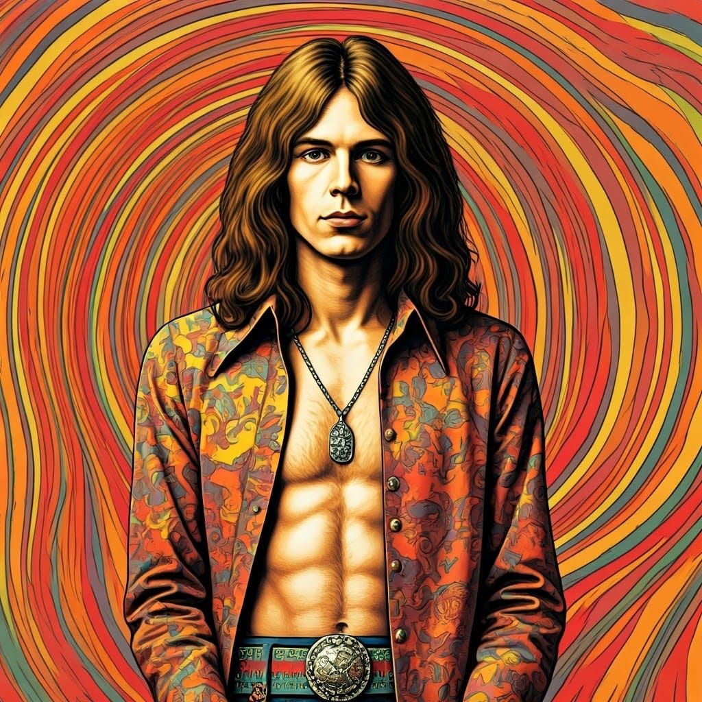 Psychedelic Rock Album Cover in Retro Style