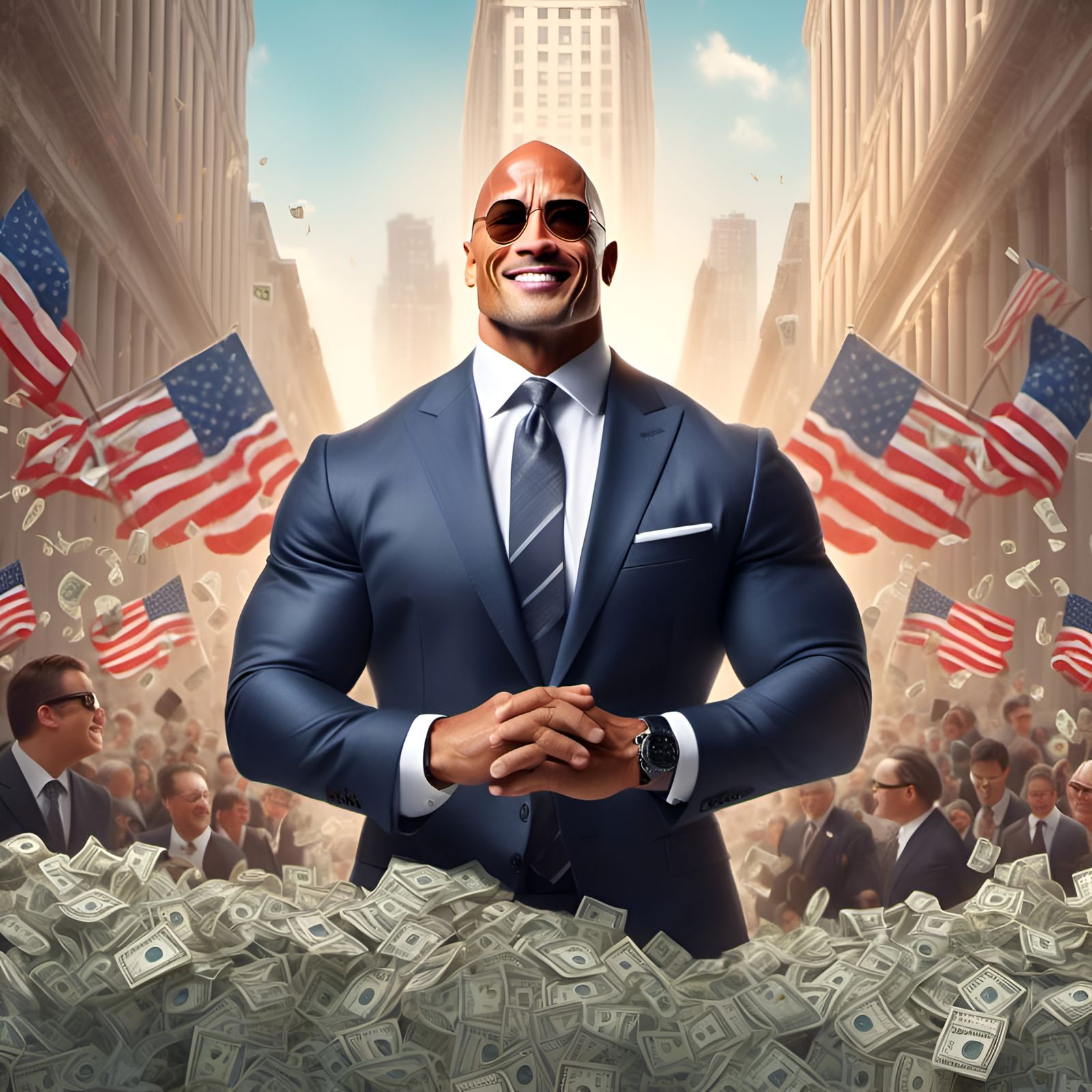 Dwayne Johnson Portrait at the Stock Market