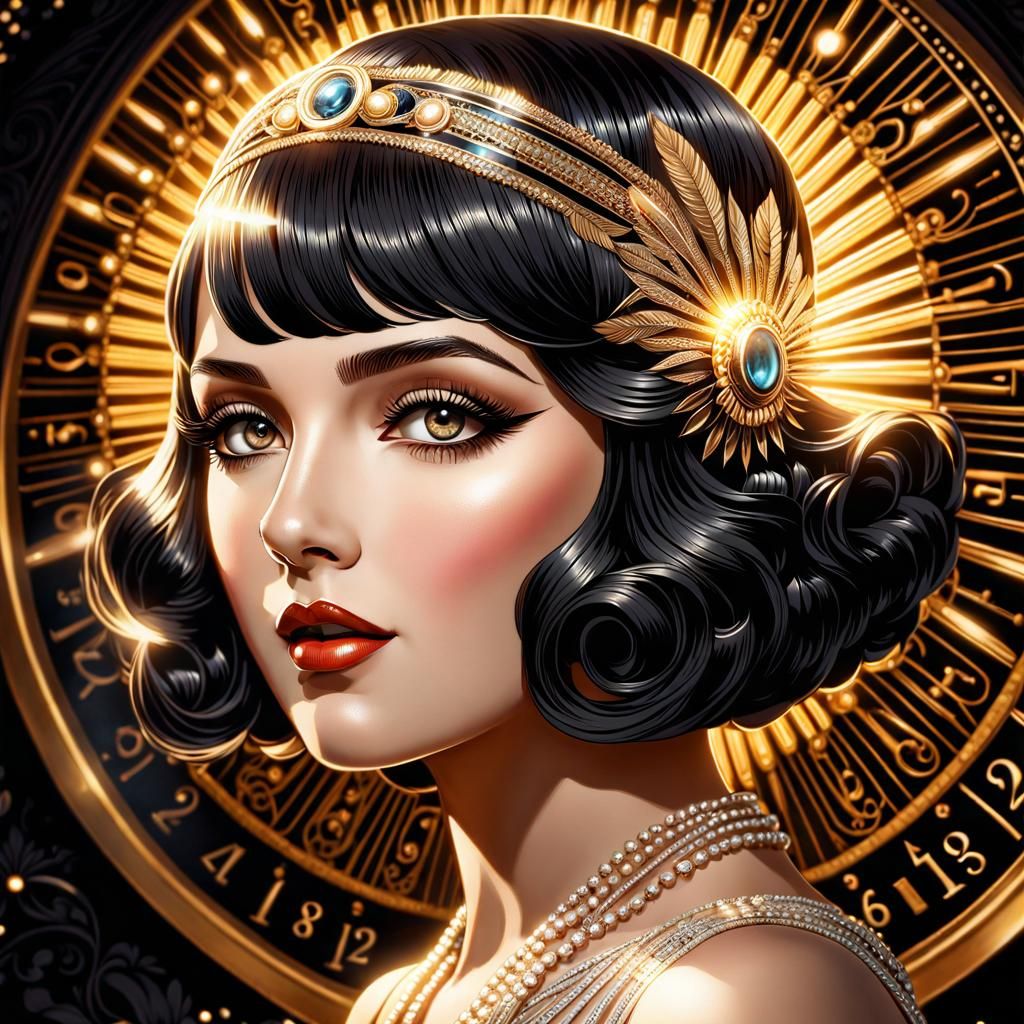 Intricate Portrait of 1920s Flapper Girl
