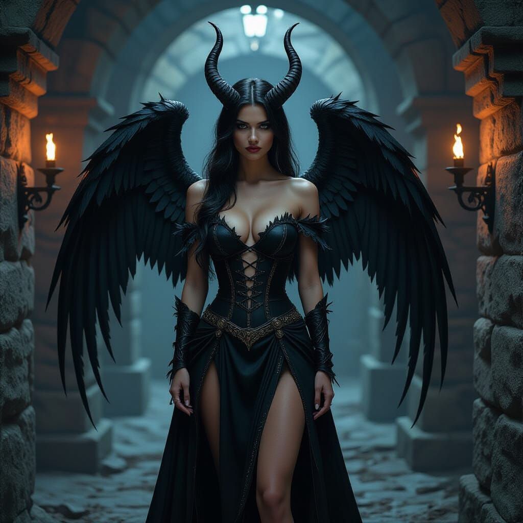 Dualistic Woman: Angelic Demon in Gothic Dungeon