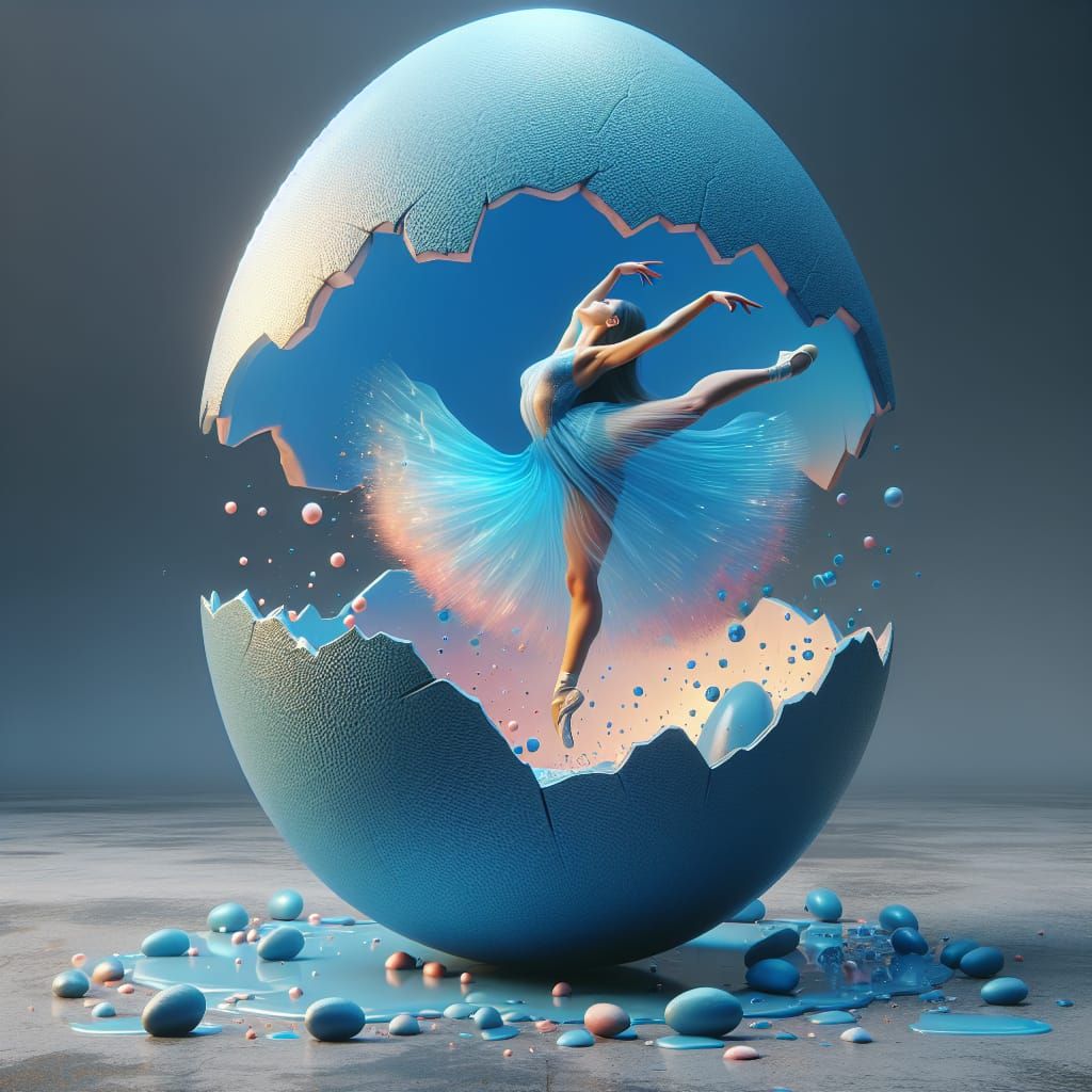 Dancer in Easter Egg: Hyperrealistic Matte Painting