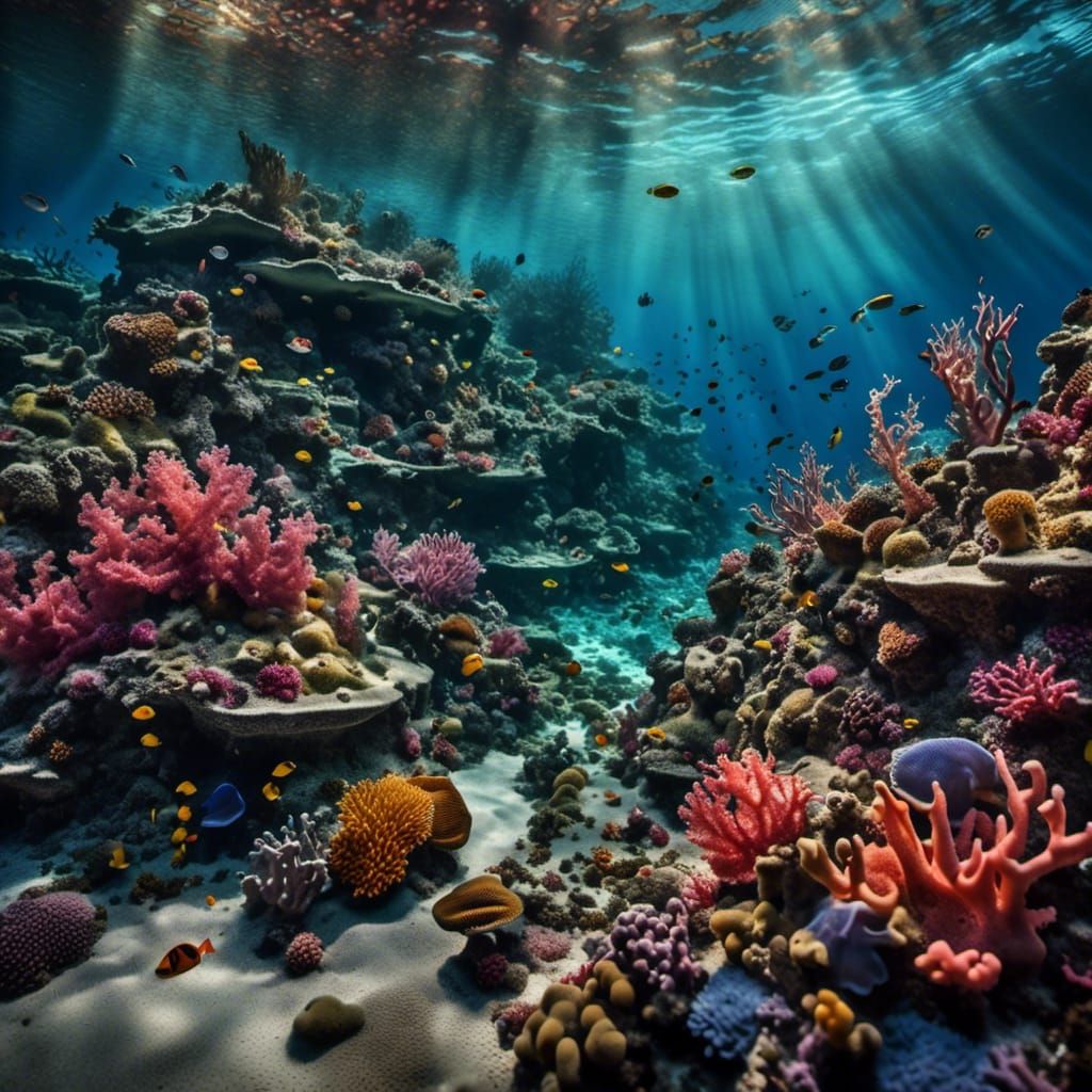 Colorful Abstract Coral Reef Digital Illustration