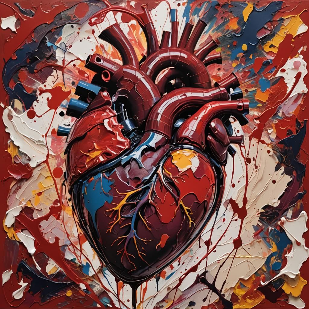 Vibrant Heartbeat: Impasto Colors Meet Digital Art
