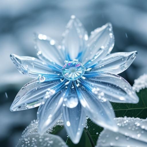 Icy Glass Flower Macro Photography