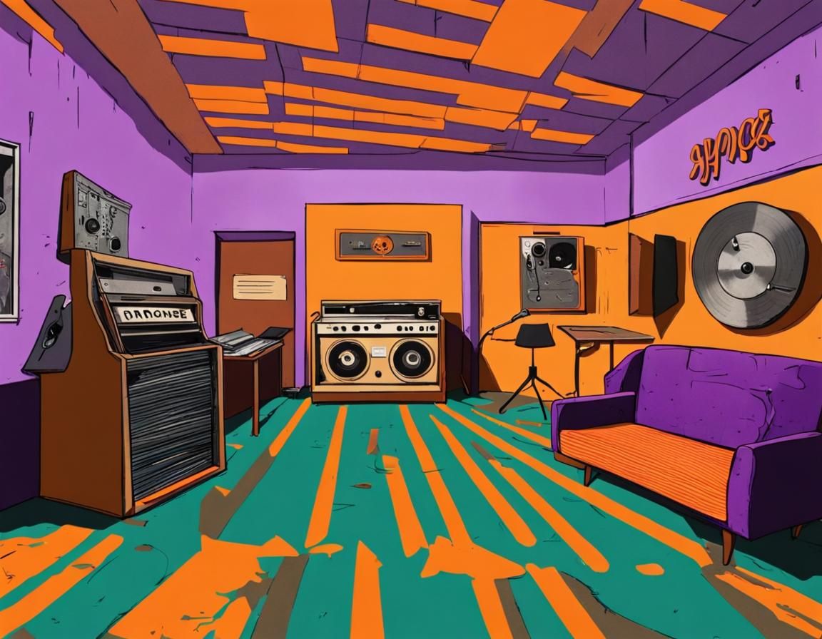 Abandoned Record Shop Interior in Vibrant Colors