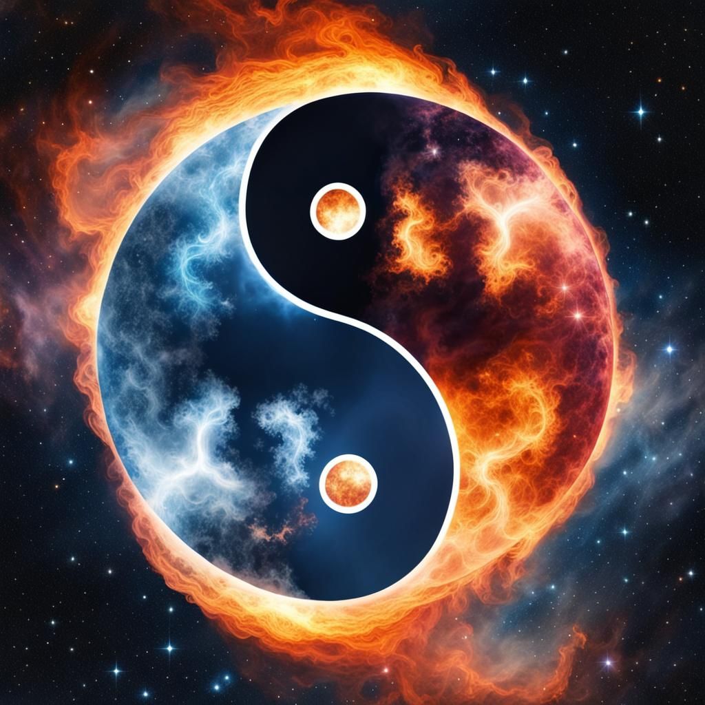 Yin Yang Symbol in Cosmic Nebulae Double Exposure