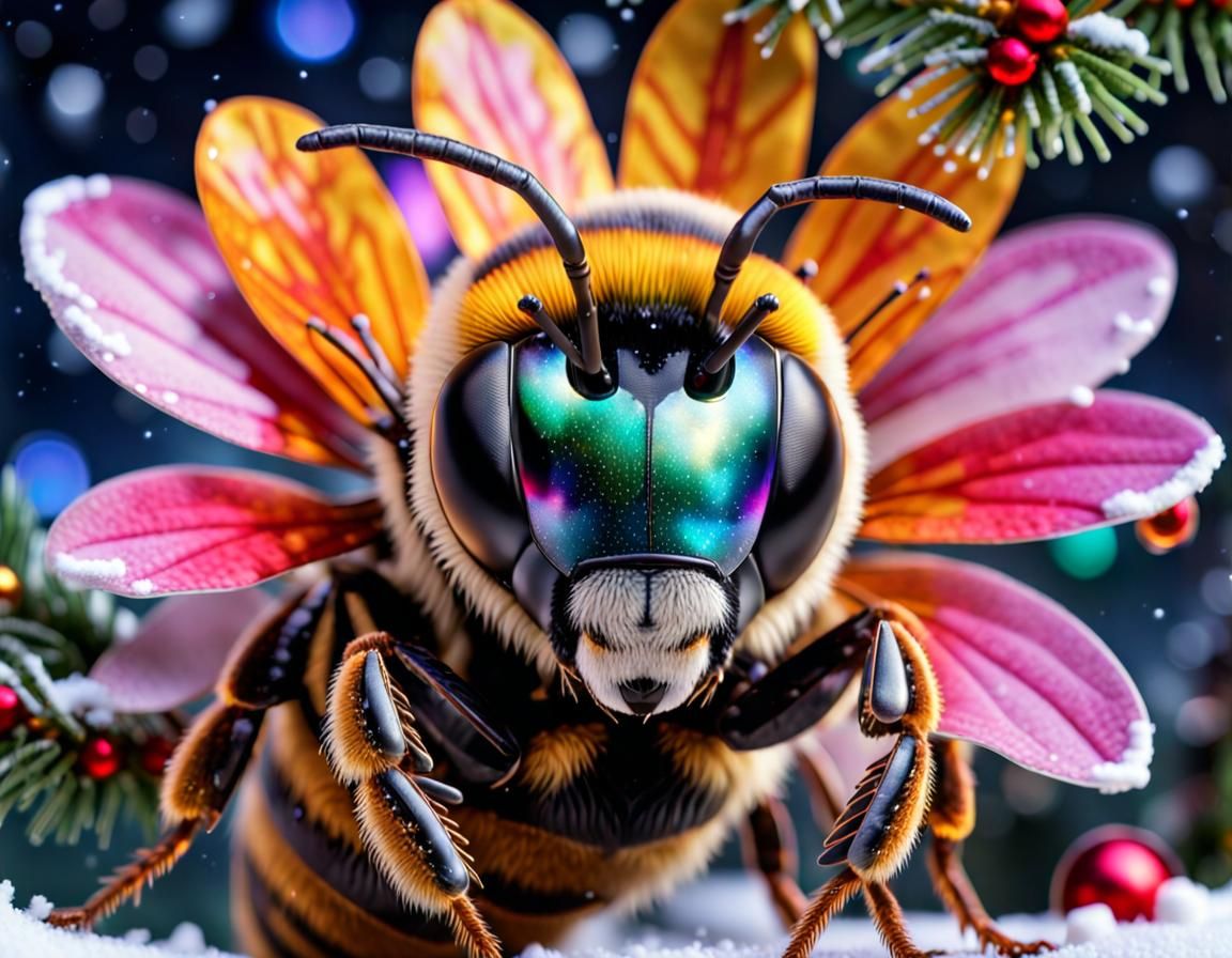 Iridescent Christmas Bee in a Rainforest