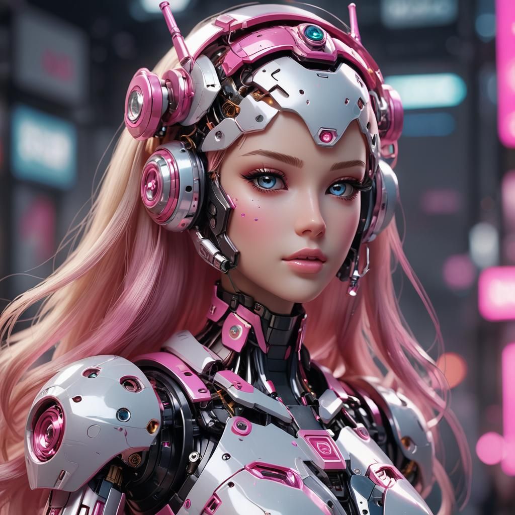 Barbie Robot in 3D Anime Style