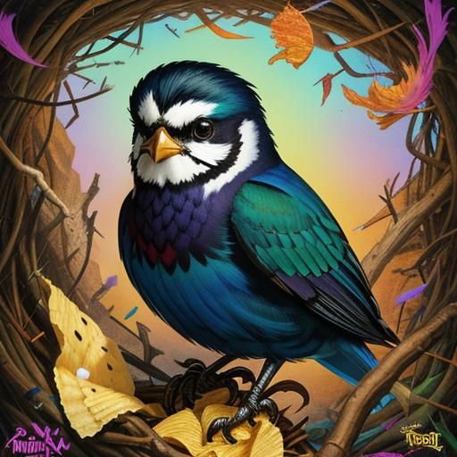 Chip Bag in Bird Nest: 80s Fantasy Art