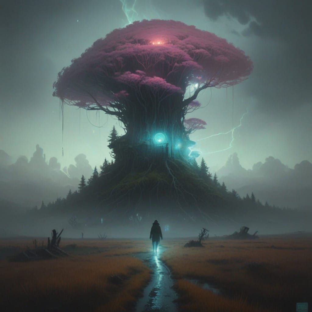Surrealistic Dreamscape in Vibrant Digital Art