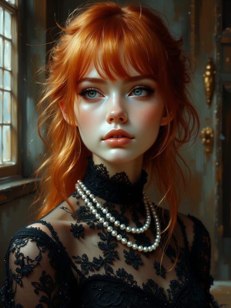 Pearl necklace and lace