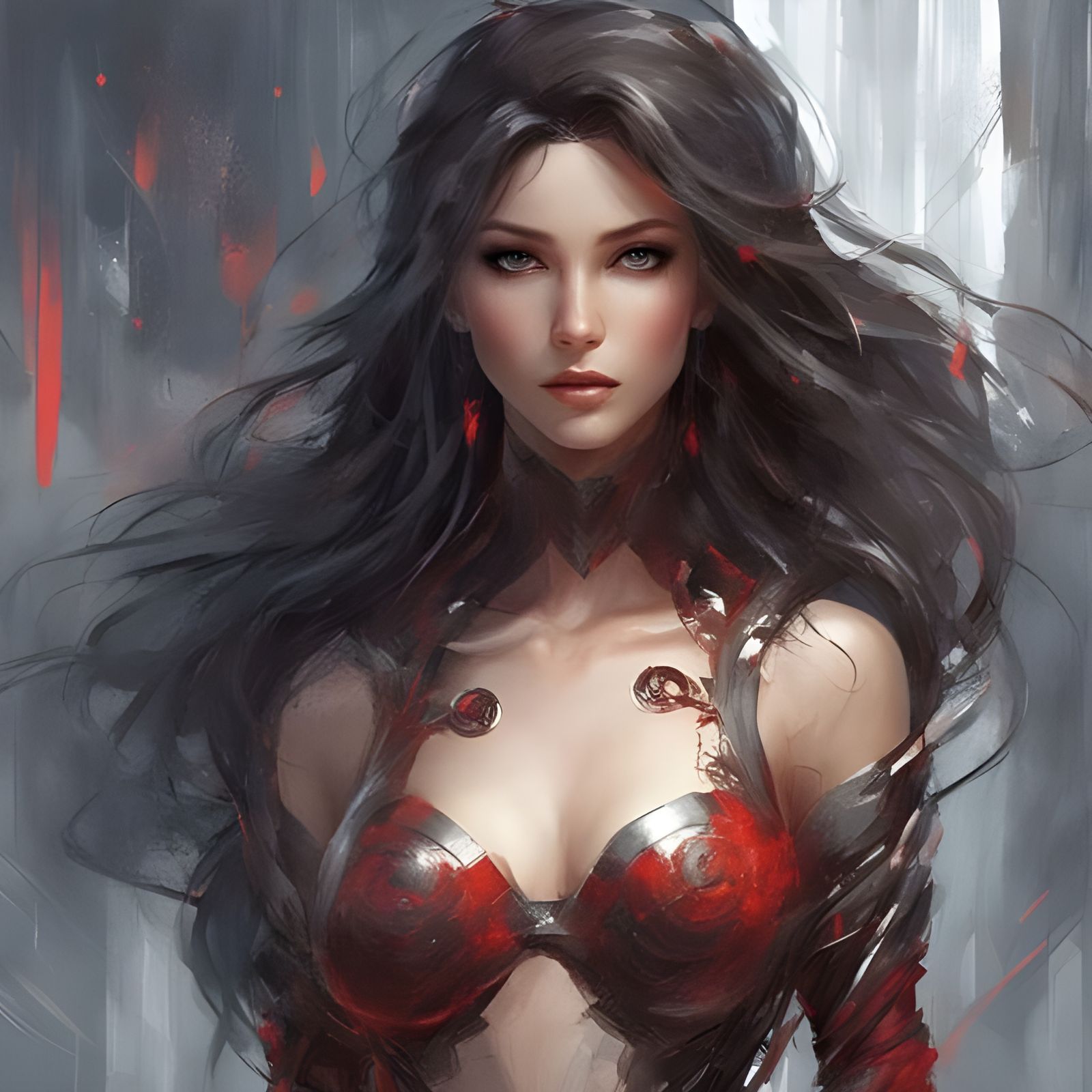 Futuristic Dark-Haired Beauty in Royo Style