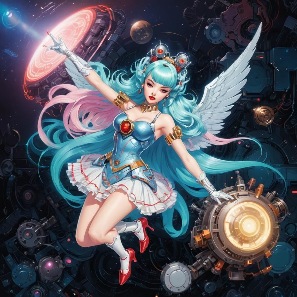 Glamorous Cyborg Pin-Up in Futuristic 50s Style