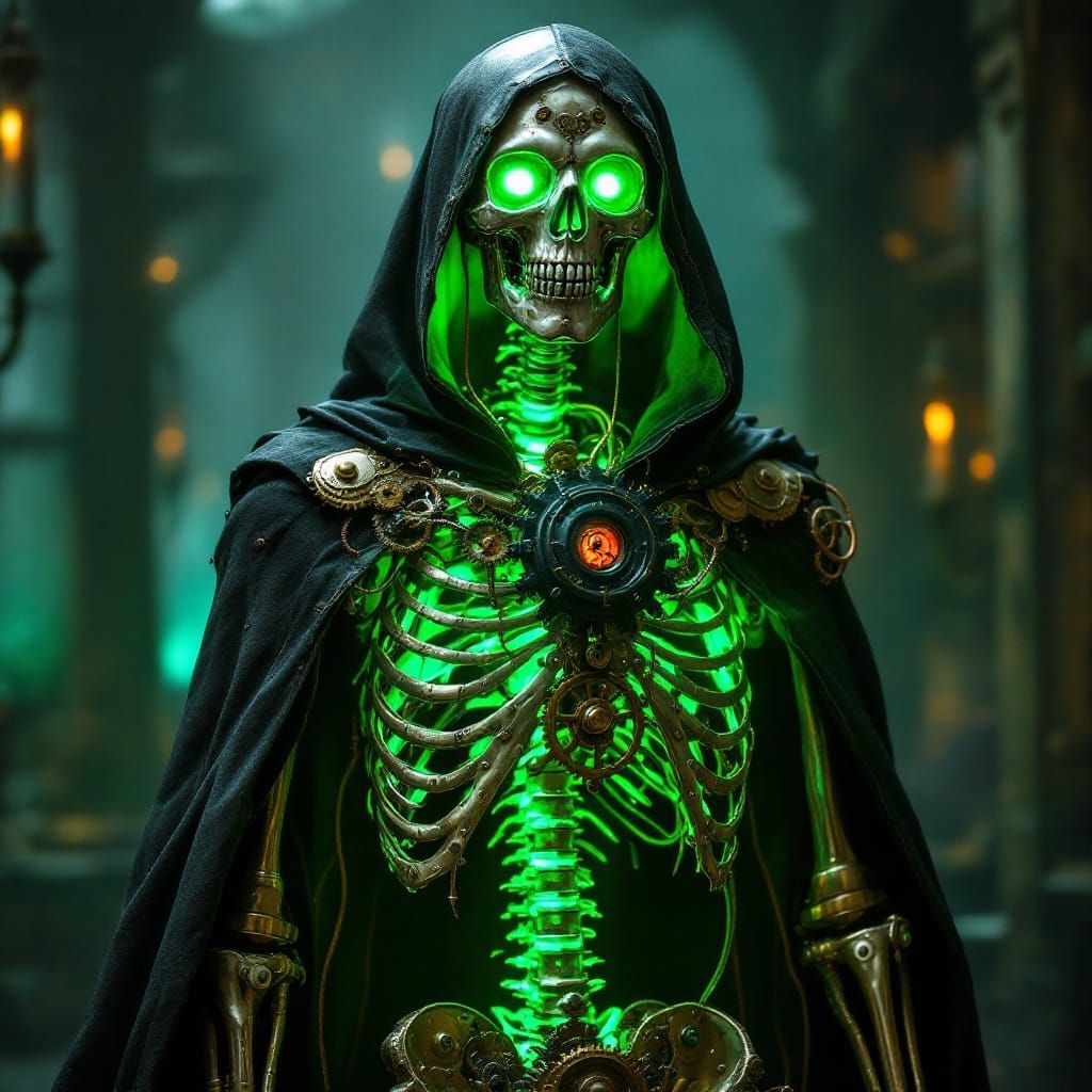Steampunk Lich in Eerie Bio-Luminescent Glow