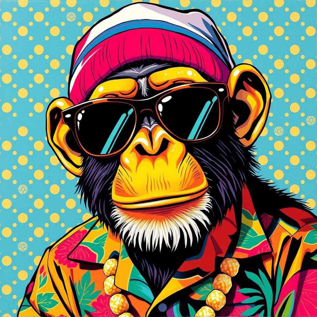 Vibrant Pop Art Ape in Oversized Shades