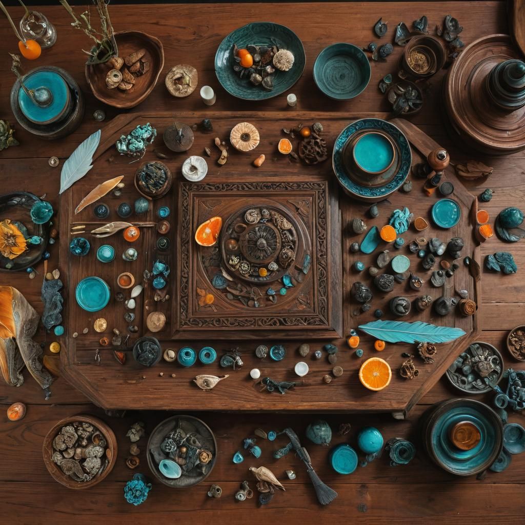 Museum Artifacts in Serene Japanese Setting