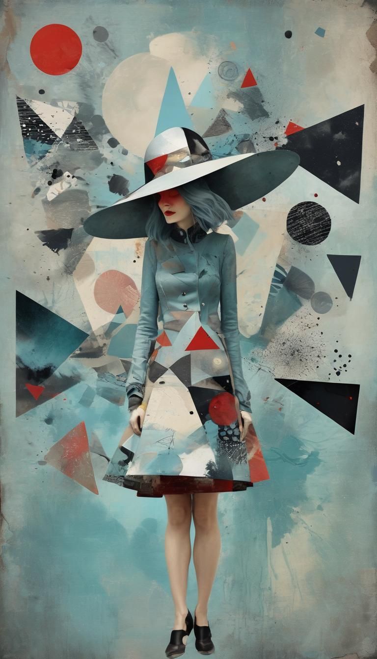 Surreal Space Postcard Collage with Abstract Elements