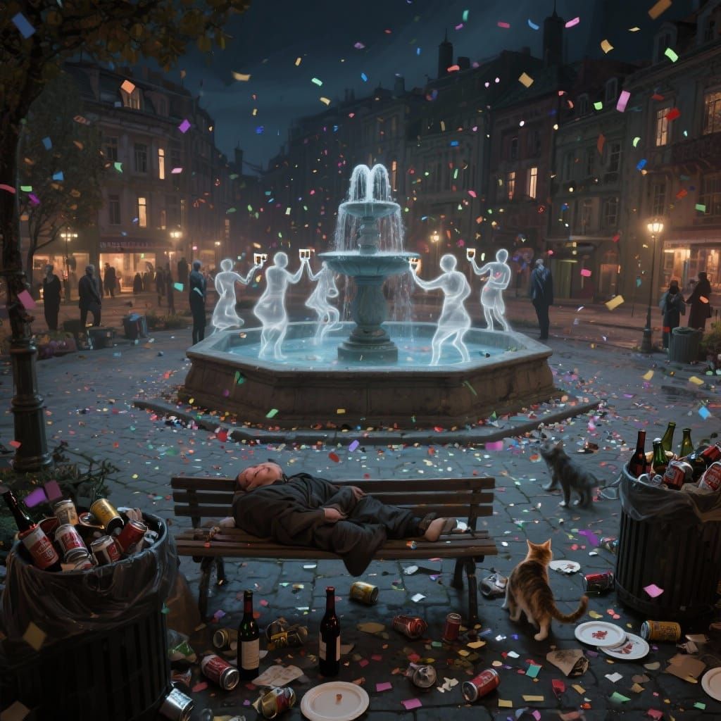 New Year's Eve Plaza After Party Scene