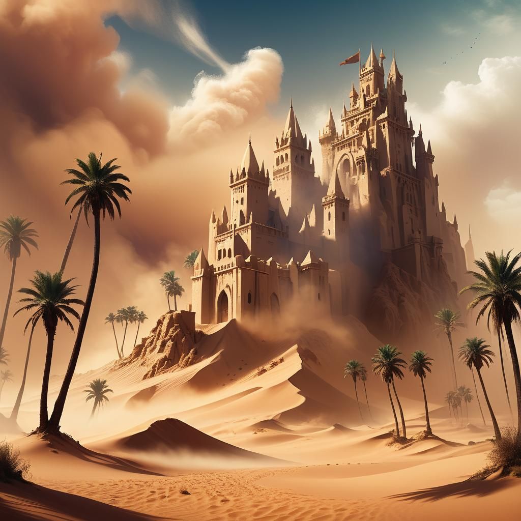 Desert Castle Concept Art in High Fantasy Style