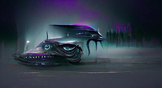 Sinister Mercedes Car with Alien Ship