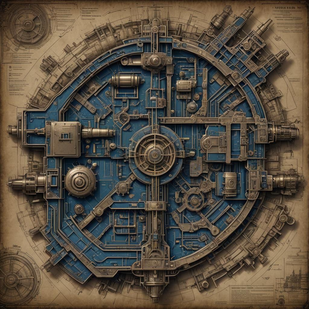 WW2 Weird Technology Blueprint: Detailed Matte Painting