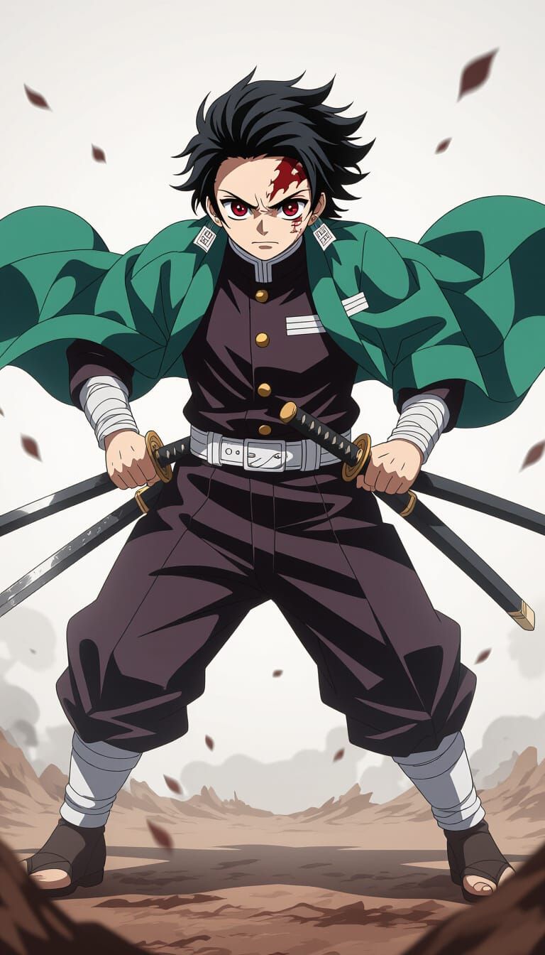 Levi Ackerman in Demon Slayer Style, Anime Illustration