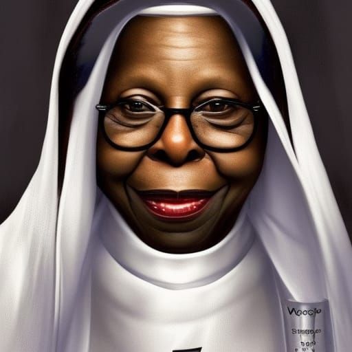 Whoopi Goldberg Nun Selfie: Photorealistic Concept Art
