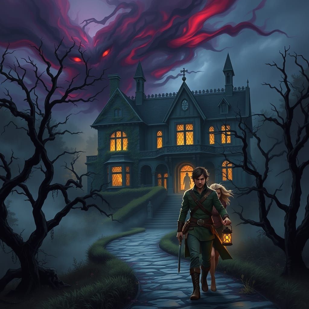 Dark Fantasy Scene in Board Game Style