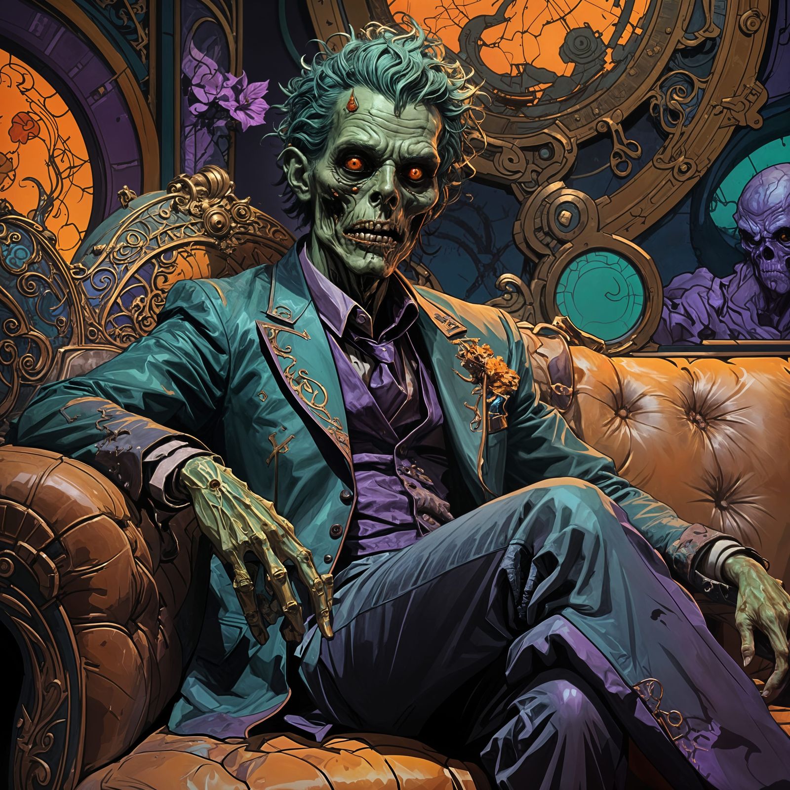 Zombie Talk Show in Digital Art Style