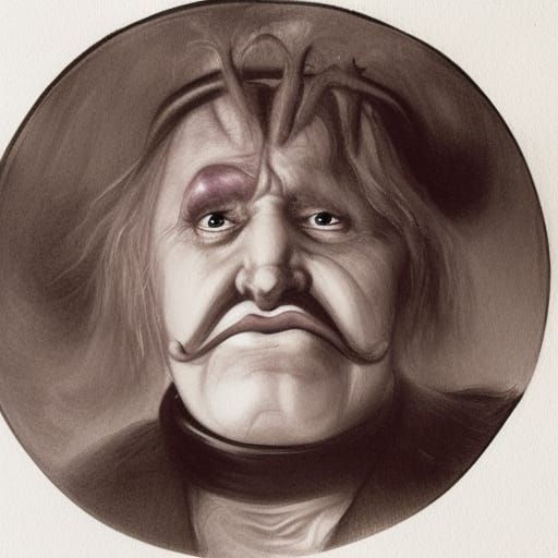 Demonic Ringmaster Portrait in Hyperdetailed Style