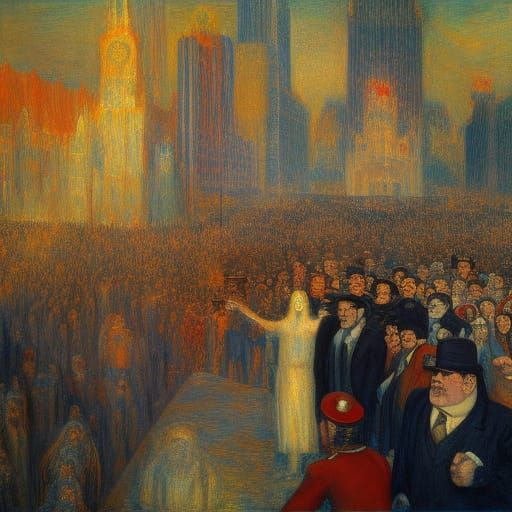 Christ's Entry into Chicago: Ensor-Inspired Surreal Scene
