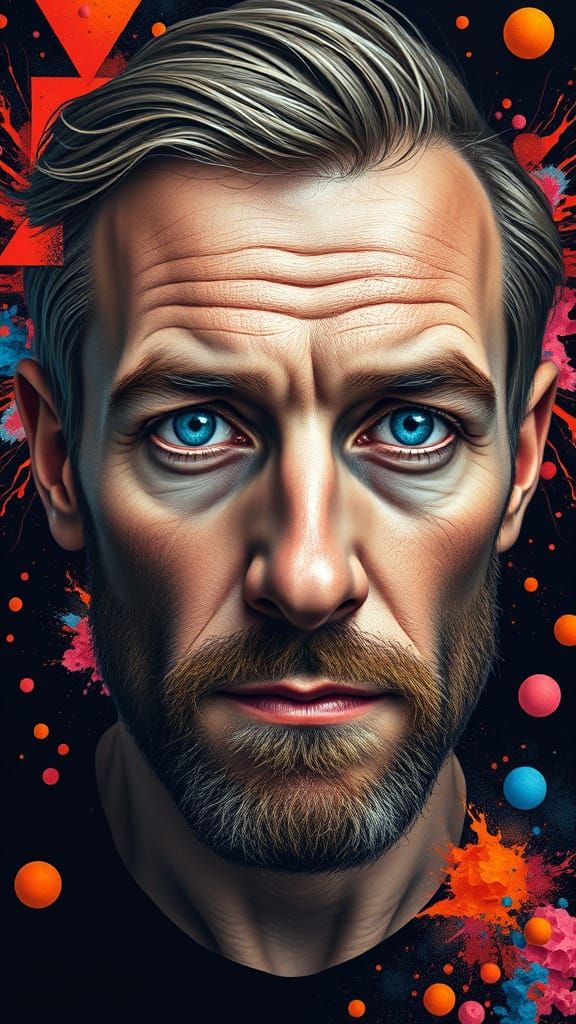 Vibrant Portrait in Abstract Expressionism Style