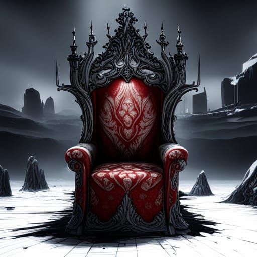 Realistic Throne Dripping with Blood in Black and White