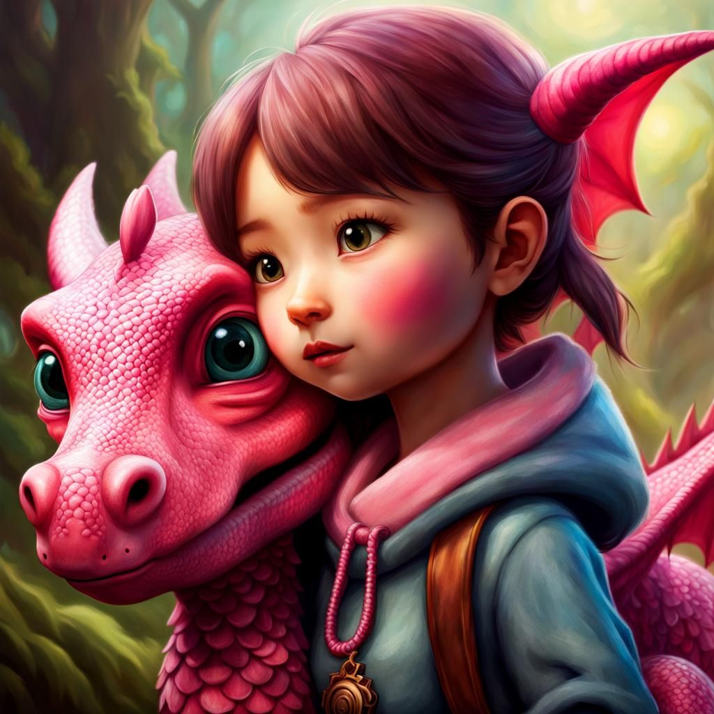 Chibi Pink Dragon Concept Art in 8k Resolution