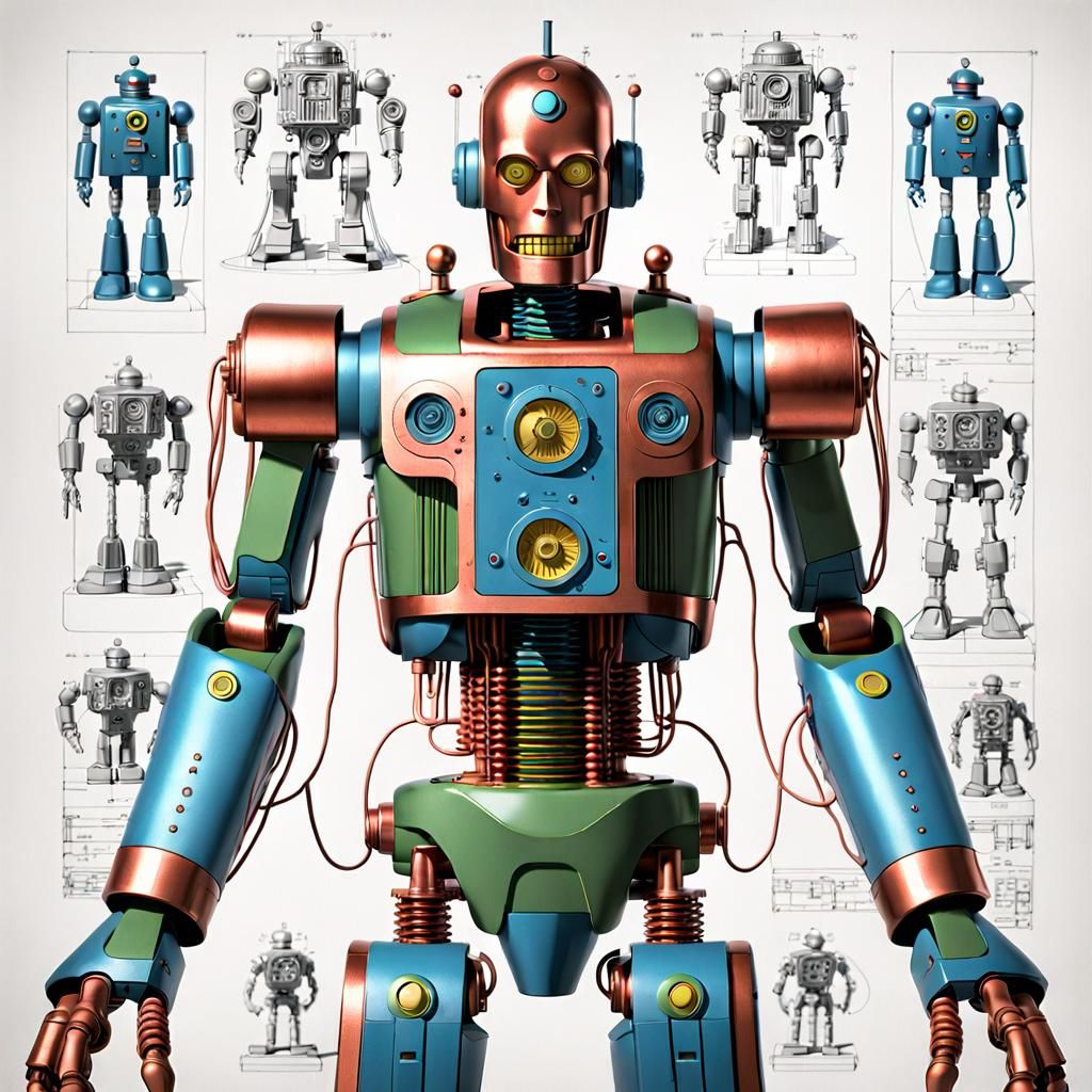 Cyborg Robot Man in Comic Book Art Style